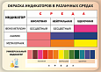 Информационный стенд для школы в кабинет химии "ОКРАСКА ИНДИКАТОРОВ в различных средах" 0,86*0,61м арт. ШК1982